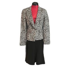 WHBM Skirt Suit Size 6 Black & Grey Animal Print 2-Piece Set Skirt & Blazer